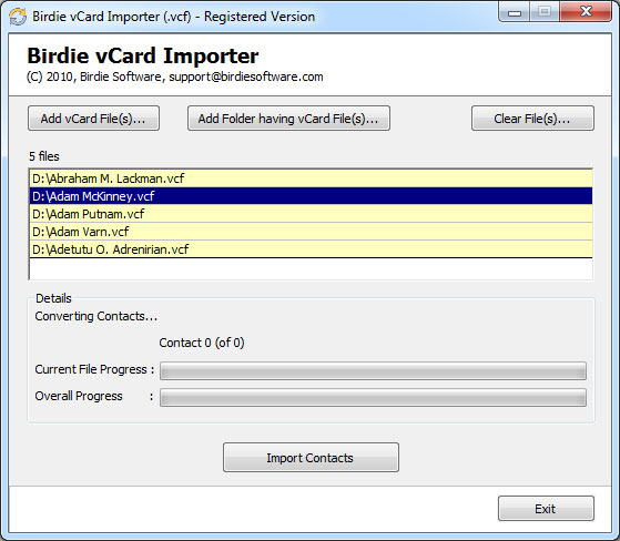 Transfer Multiple VCF files to Outlook screenshot